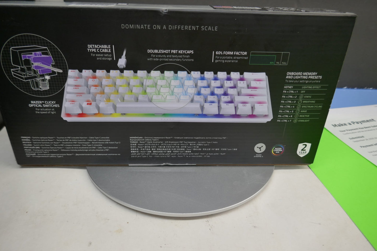 Razer Huntsman Mini Optical Gaming Keyboard (Mercury White) 60% – Clicky Purple Switches - WeBuyElectronic