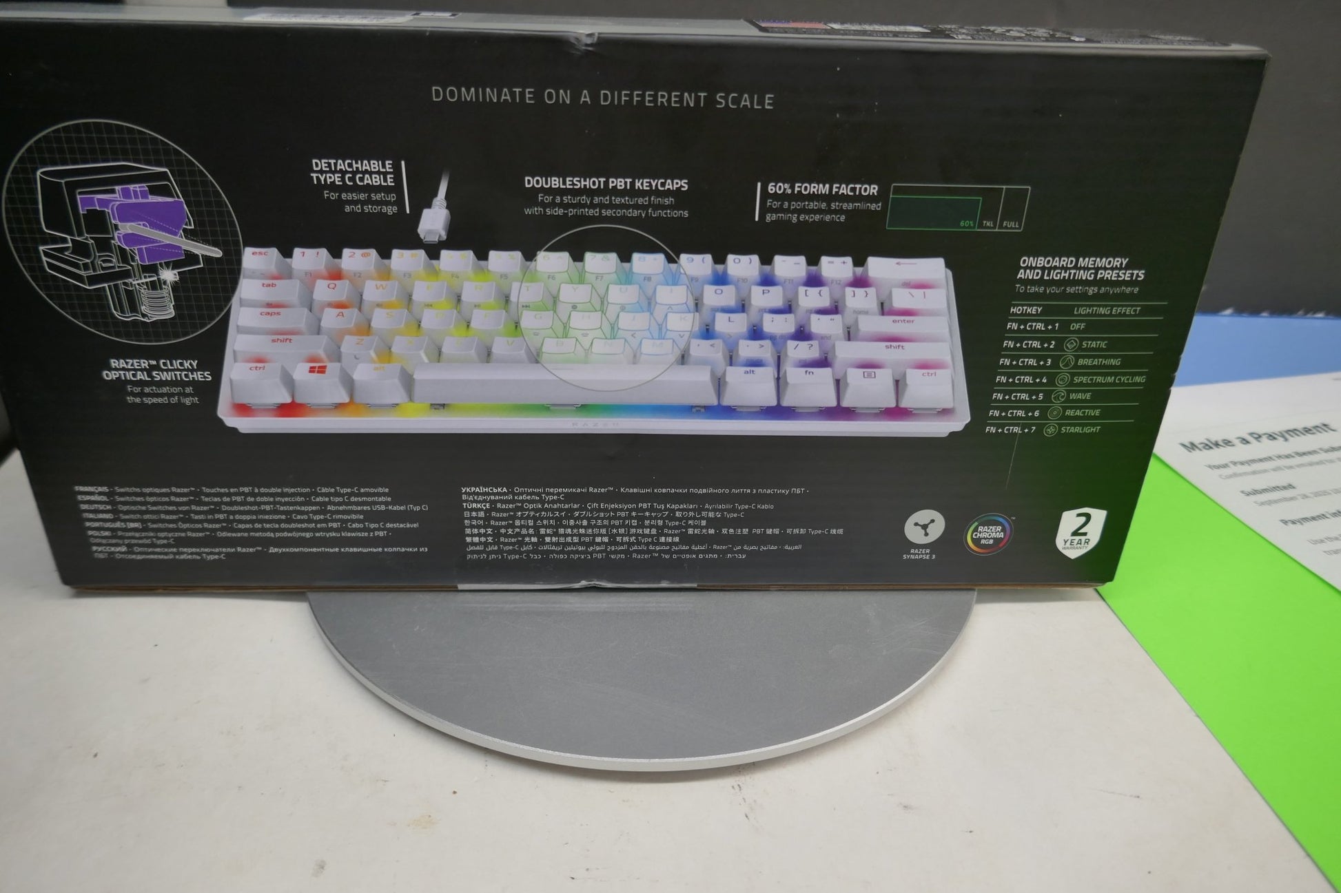 Razer Huntsman Mini Optical Gaming Keyboard (Mercury White) 60% – Clicky Purple Switches - WeBuyElectronic